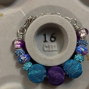 Elegant Blue and Purple Beaded Bracelet Handmade